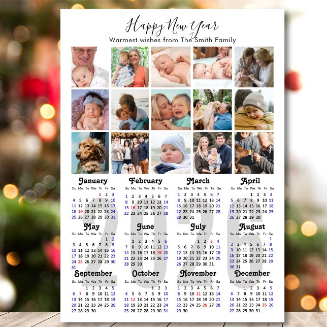 Modern 2026 Calendar Family Photo Collage Magnetic (Creator Uploaded)