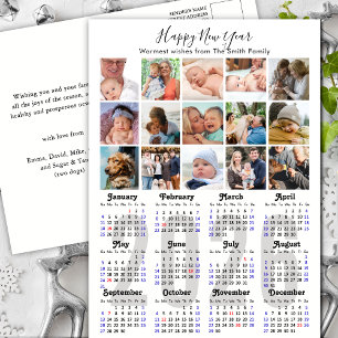 Modern 2026 Calendar Family Photo Collage Minimal Holiday Postcard
