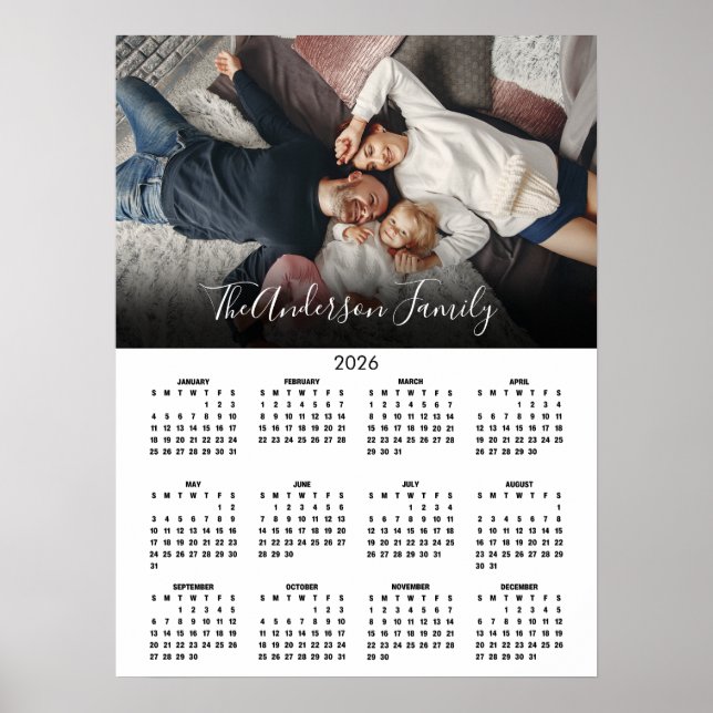 Modern 2026 Calendar Family Photo Poster (Front)