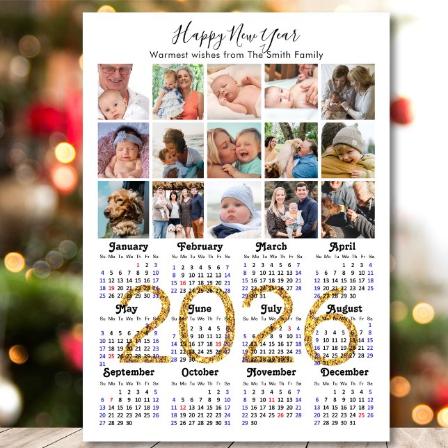 Modern 2026 Calendar Gold Script 15 Photo Magnetic (Creator Uploaded)
