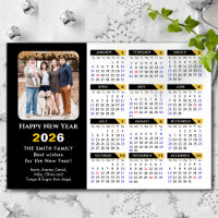 Modern 2026 Calendar Photo Black Gold Magnetic