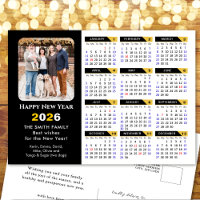 Modern 2026 Calendar Photo Black Gold Minimalist