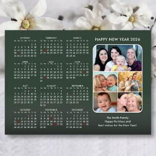 Modern 2026 Calendar Sage Green 5 Photo Magnetic