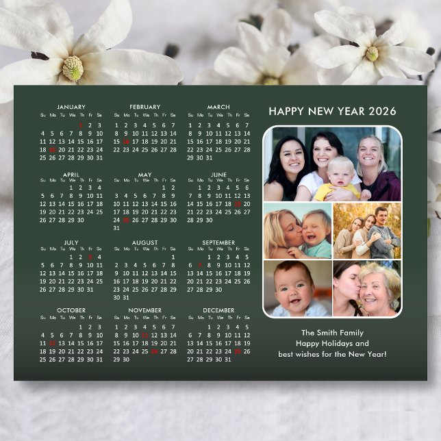 Modern 2026 Calendar Sage Green 5 Photo Magnetic (Creator Uploaded)