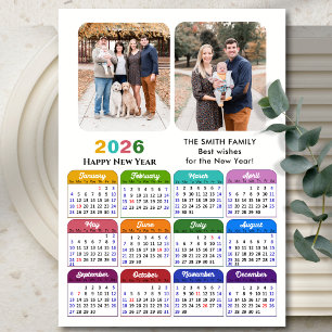 Modern 2026 Colourful Calendar 2 Photo Magnetic