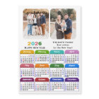 Modern 2026 Colourful Calendar 2 Photo Magnetic