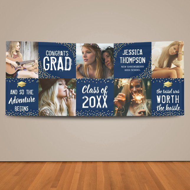 Modern 2026 Graduate Navy & Gold Photo Banner (Creator Uploaded)