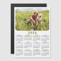Modern 2026 Magnetic Photo Calendar Black White