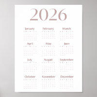Modern 2026 Minimalist One-Sheet Calendar