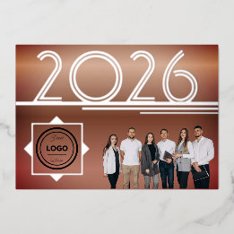 Modern 2026 New Year Logo Photo Greeting Card