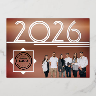 Modern 2026 New Year Logo Photo Greeting Card