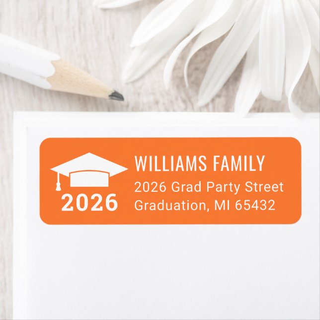 Modern 2026 Orange Graduation Return Address Label (Insitu)