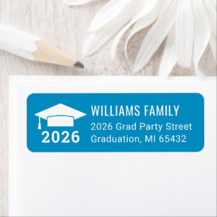 Modern 2026 Teal Blue Graduation Return Address Label