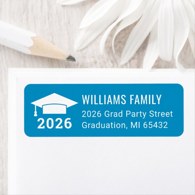 Modern 2026 Teal Blue Graduation Return Address Label (Insitu)