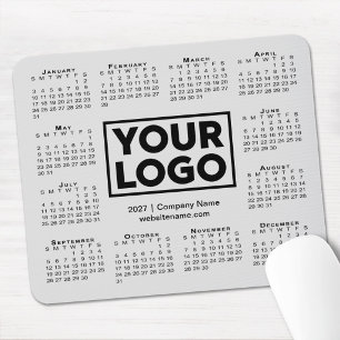 Modern 2027 Calendar Business Company Logo Grey Mouse Pad