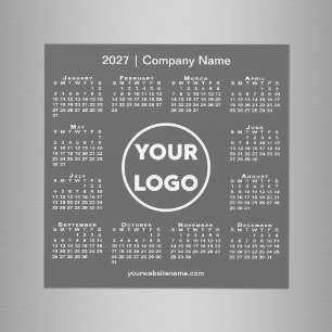 Modern 2027 Calendar Company Logo Dark Grey Magnet