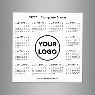 Modern 2027 Calendar Company Logo White Magnet