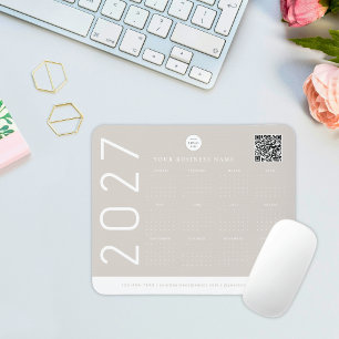 Modern 2027 Calendar Neutral Beige Business Logo Mouse Pad