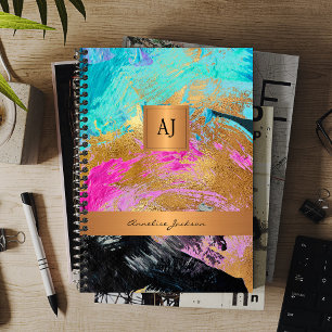 Modern 2027 monogram black gold elegant office planner