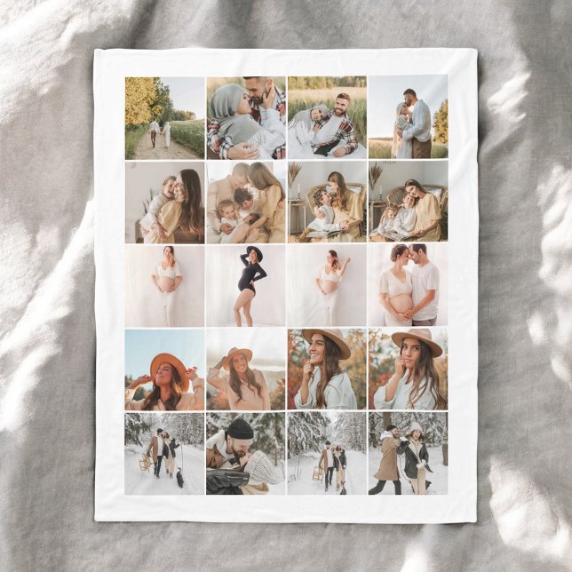 Modern 20 Photo Collage Fleece Blanket (Creator Uploaded)