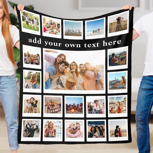 Modern 20 Picture Personalised Photo Collage Fleece Blanket (Creator Uploaded)