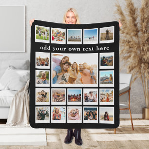 Modern 20 Picture Personalised Photo Collage Sherpa Blanket