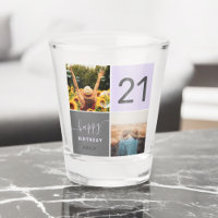 Modern 21 birthday purple 2 photo collage grid