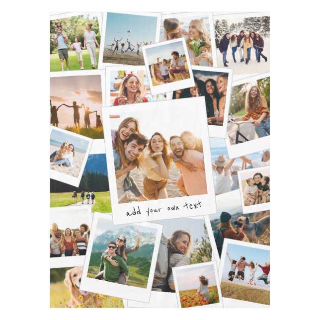 Modern 21 Picture Scrapbook Photo Collage Tablecloth (Front)