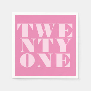 Modern 21st Birthday Elegant Pink Bold Typography Napkin