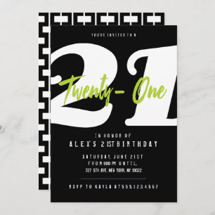 Modern, 21st Birthday Invitations