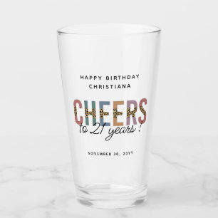 Modern 21st Birthday Party Leopard Print Custom Glass