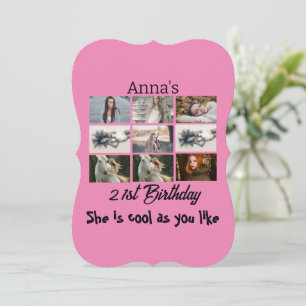 Modern 21st Birthday personalised 9 Photo Collage
