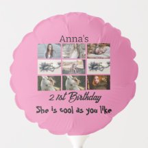 Modern 21st Birthday personalised 9 Photo Collage