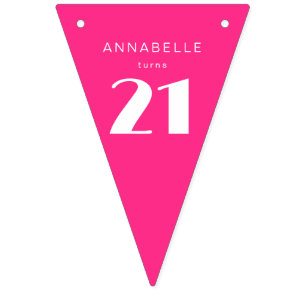 Modern 21st Twenty One Hot Pink Birthday Party Bunting