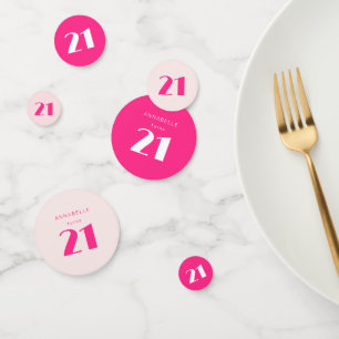 Modern 21st Twenty One Hot Pink Birthday Party Confetti
