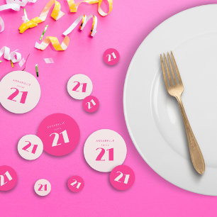 Modern 21st Twenty One Pink Birthday Party Confetti