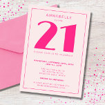 Modern 21st Twenty One Pink Birthday Party Invitation<br><div class="desc">Custom 21st birthday party invitations perfect for girls twenty first birthday party.  Customise with your own name.  Colours can be edited in the design tool. Please use the message me button below for help with further customisation and special requests.  © Zoe Chapman Design</div>