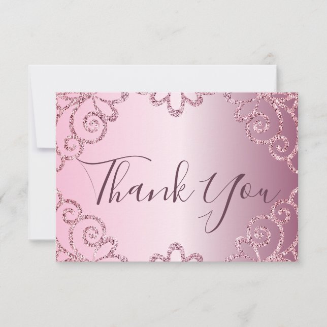 Modern 21stt Birthday Pink Glitter Sparkle  Thank You Card (Front)