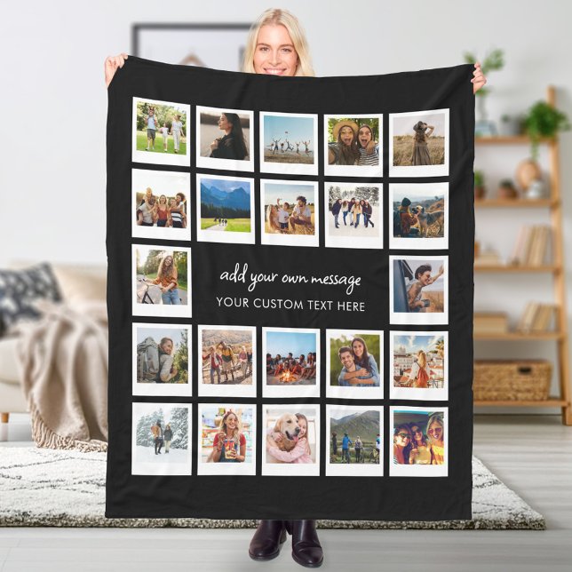 Modern 22 Picture Personalised Photo Collage Fleece Blanket (Creator Uploaded)