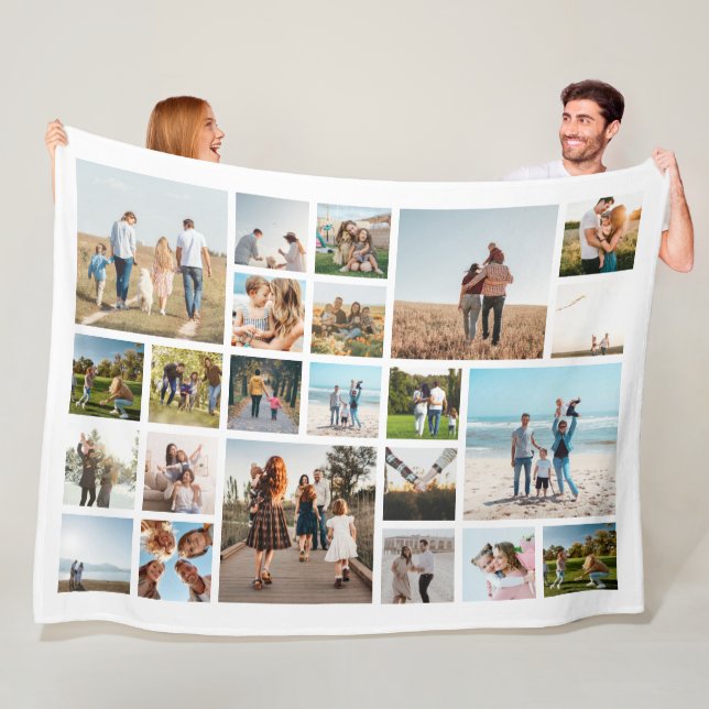 Modern 23 Photo Collage Fleece Blanket (In Situ)