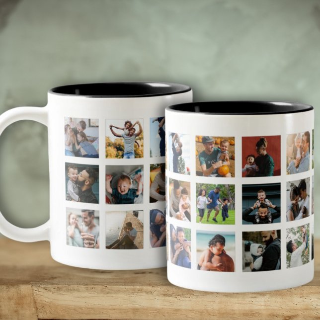 Modern 24 Insta Photo Collage Keepsake  Two-Tone Coffee Mug (Creator Uploaded)