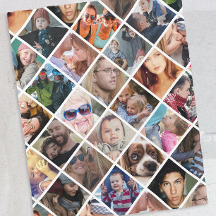 Modern 24 Photo Collage Fleece Blanket