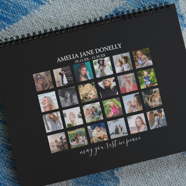 Modern 24 Photo Collage Memorial Guest Notebook (Creator Uploaded)