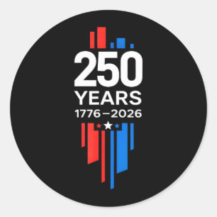 Modern 250 Years USA Design - 1776 to 2026 Classic Round Sticker