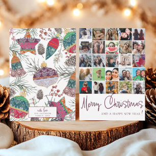 Modern 25 photo collage Christmas Pattern  Holiday Card