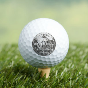 Modern 25th Monogram Silver Wedding Anniversary Golf Balls