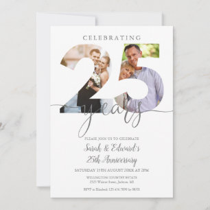 Modern 25th Wedding Anniversary 2 Photo  Invitation