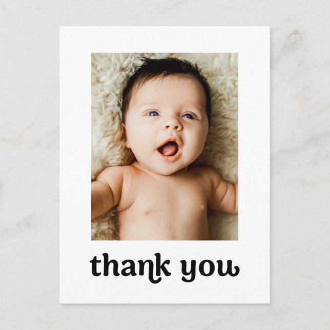 Modern 2 Baby Photos Trendy Typography Simple  Postcard (Front)