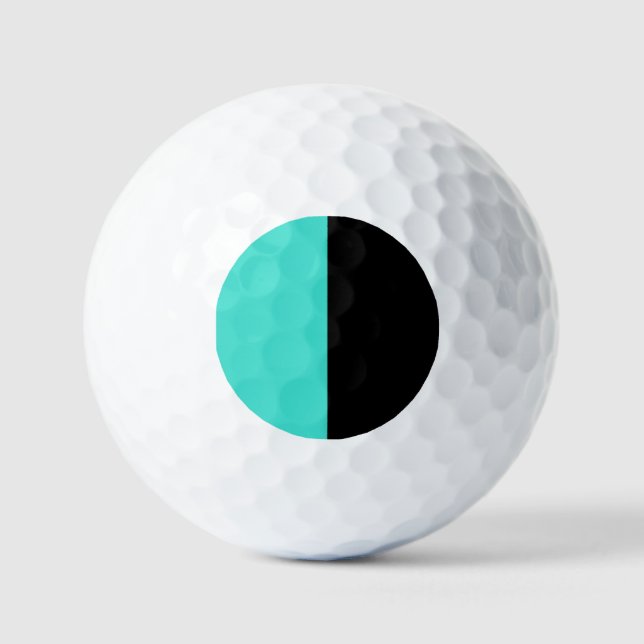 Modern 2 colours | Turquoise Blue and Black Golf Balls (Front)