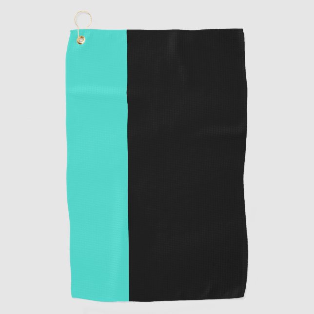 Modern 2 colours | Turquoise Blue and Black Golf Towel (Front)